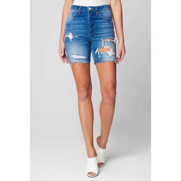 NWT BlankNYC The Warren Distressed Cutoff Jean Shorts in Ground Rules, Size 26 - Picture 2 of 9
